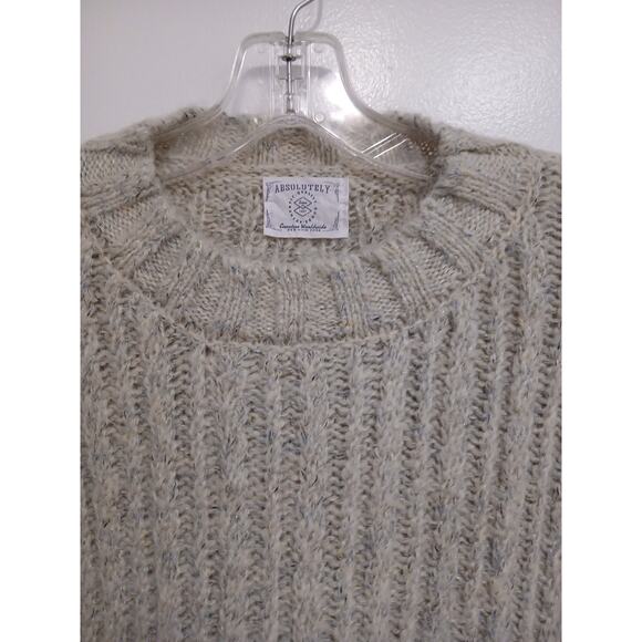 Vintage Chunky Cable Knit Sweater Women Sz M Gray Sparkle Pullover Nordic Preppy - Picture 12 of 15